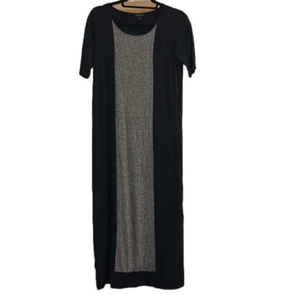 J. Jill Wearever Collection Jersey Knit Maxi Dress Black w Gray Center Sz XS - Picture 1 of 5